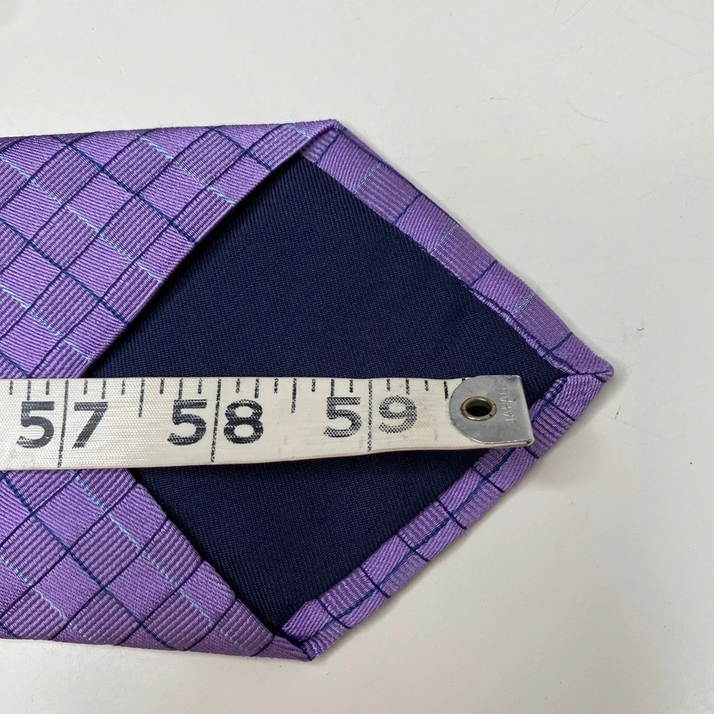 Holland & Sherry Savile Row London Purple Silk Diamond Weave Necktie‎ Handmade